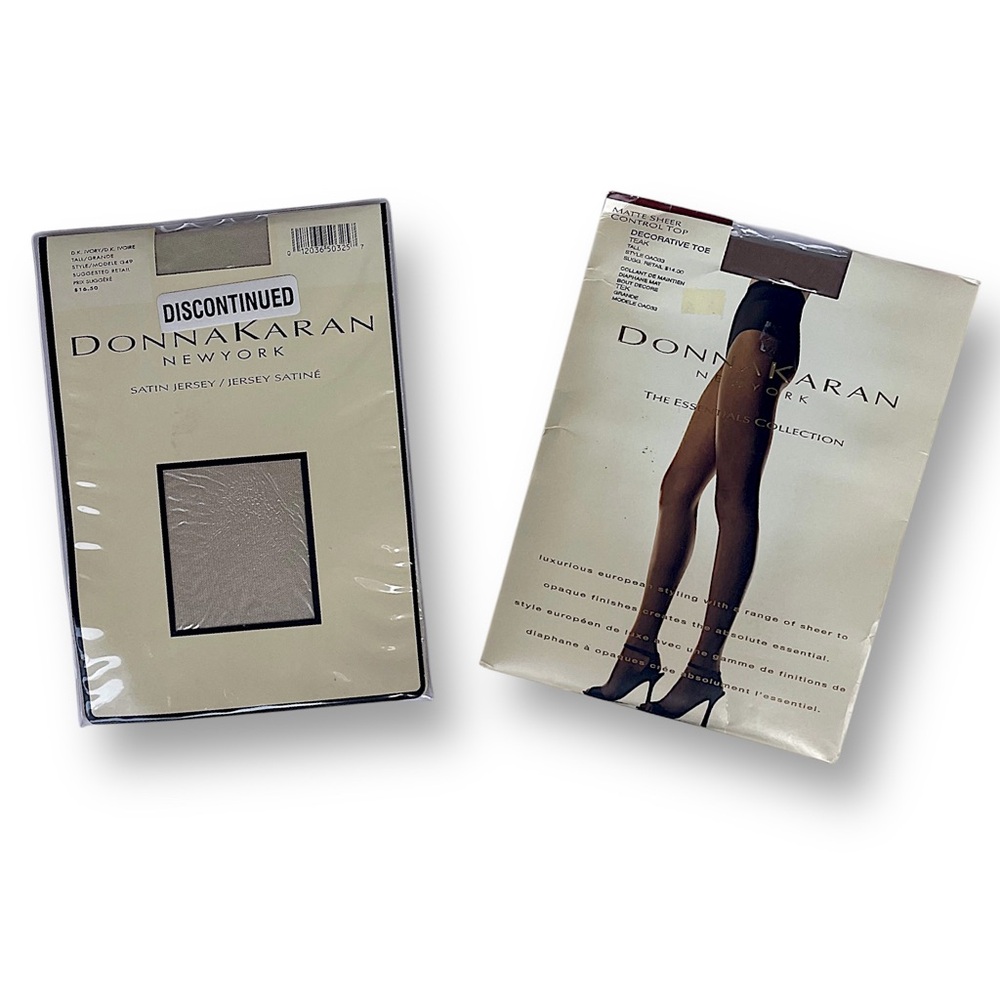 Donna Karan Sheer Pantyhose Lot Satin Jersey Essentials Vintage NIP